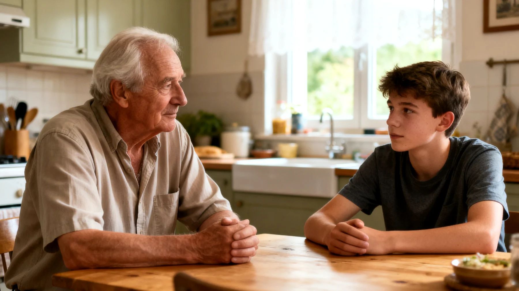 Ein Großvater macht sich intensive Sorgen um die Zukunft seines Enkels im Jugendalter – sei es bezüglich Berufswahl, schulischer Leistungen oder des sozialen Umfelds. Diese Zukunftsangst führt zu übermäßigen Ratschlägen, Kontrollversuchen und emotionalem Druck, was den Enkel zunehmend belastet und die Beziehung zwischen beiden belastet."