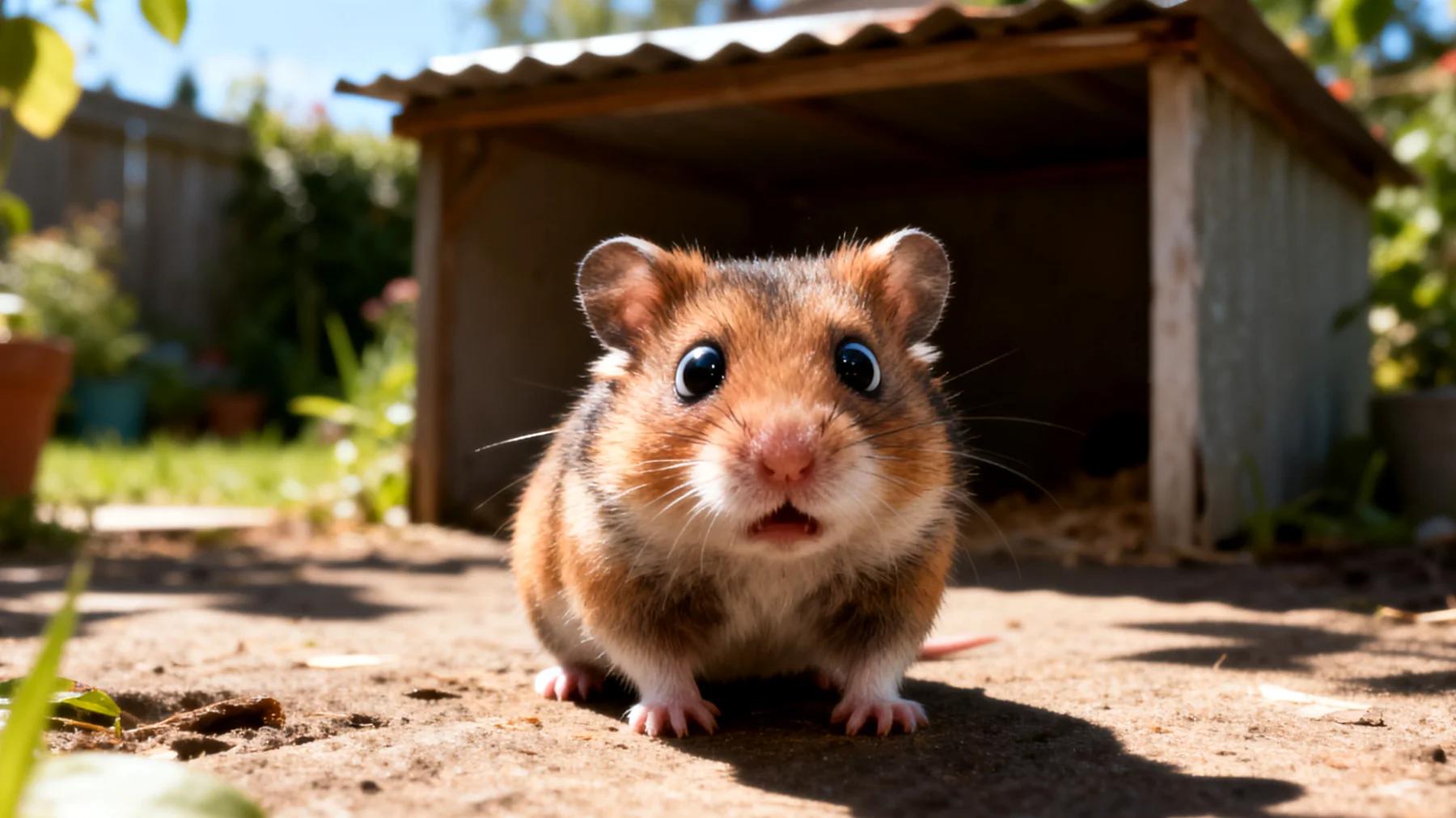 Hamster zeigen in Gartenhaltung erhöhten Stress durch ungewohnte Umgebung, Temperaturextreme, Fressfeinde und fehlende Rückzugsmöglichkeiten, was zu Angstzuständen und gesundheitlichen Beeinträchtigungen führt"