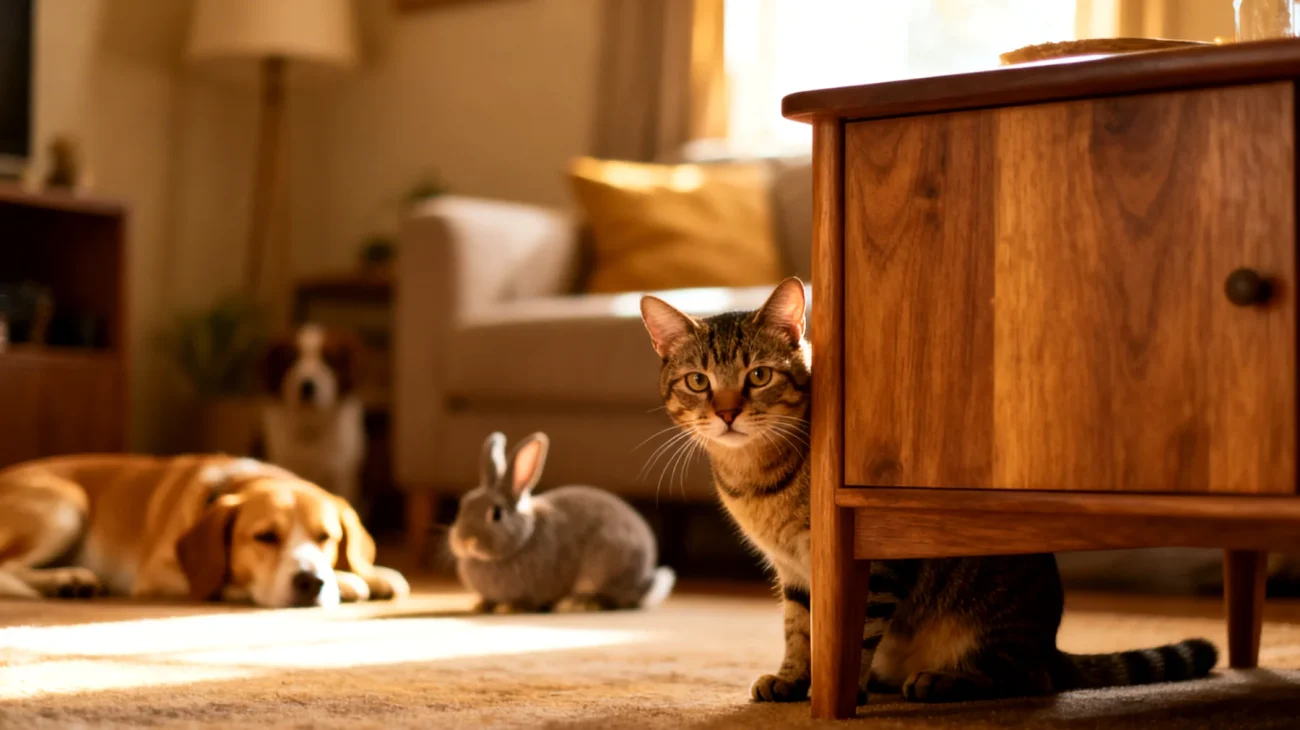 Katze hat Schwierigkeiten, sich an andere Haustiere im Haushalt zu gewöhnen und zeigt territoriales oder ängstliches Verhalten"