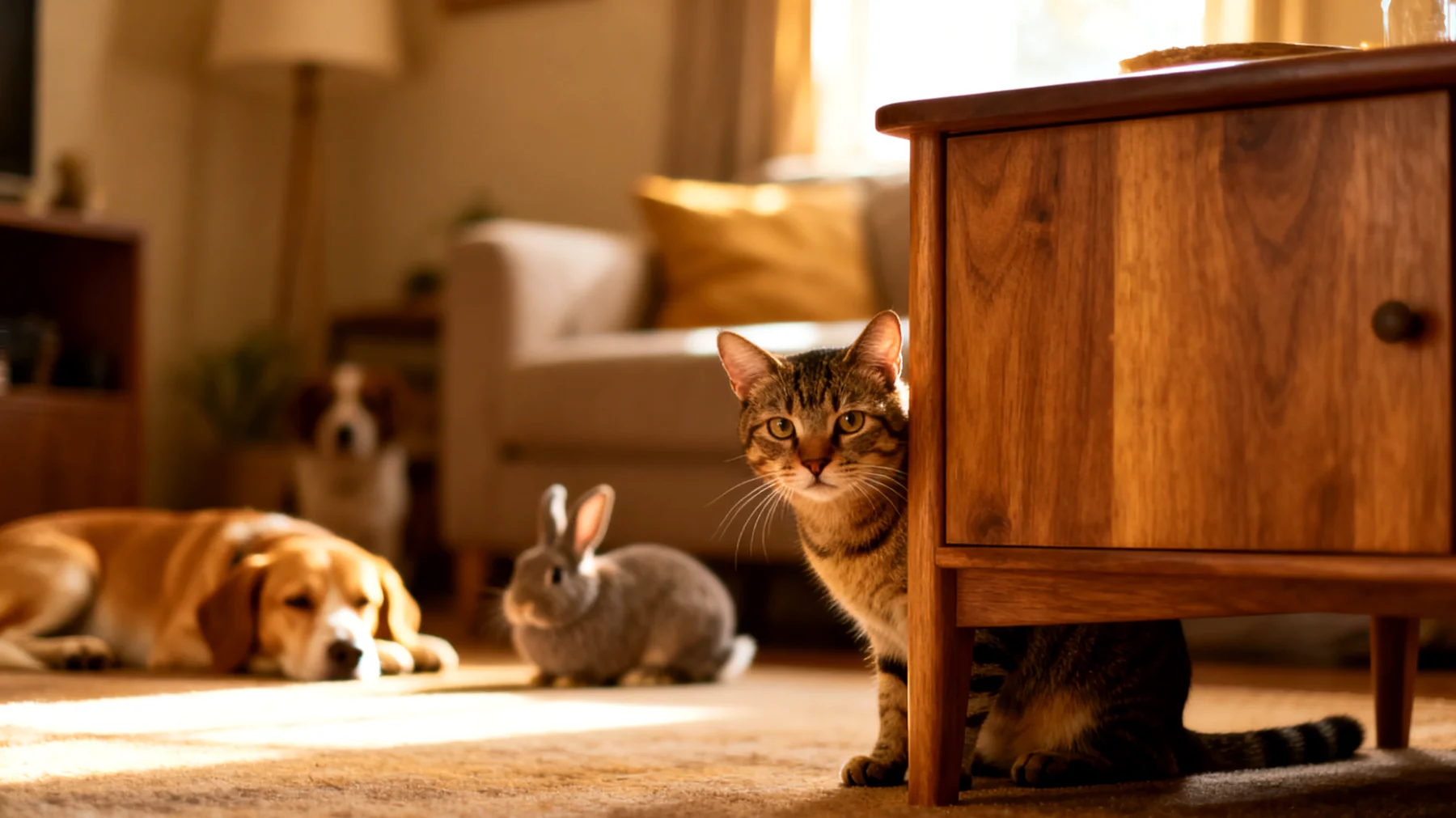 Katze hat Schwierigkeiten, sich an andere Haustiere im Haushalt zu gewöhnen und zeigt territoriales oder ängstliches Verhalten"