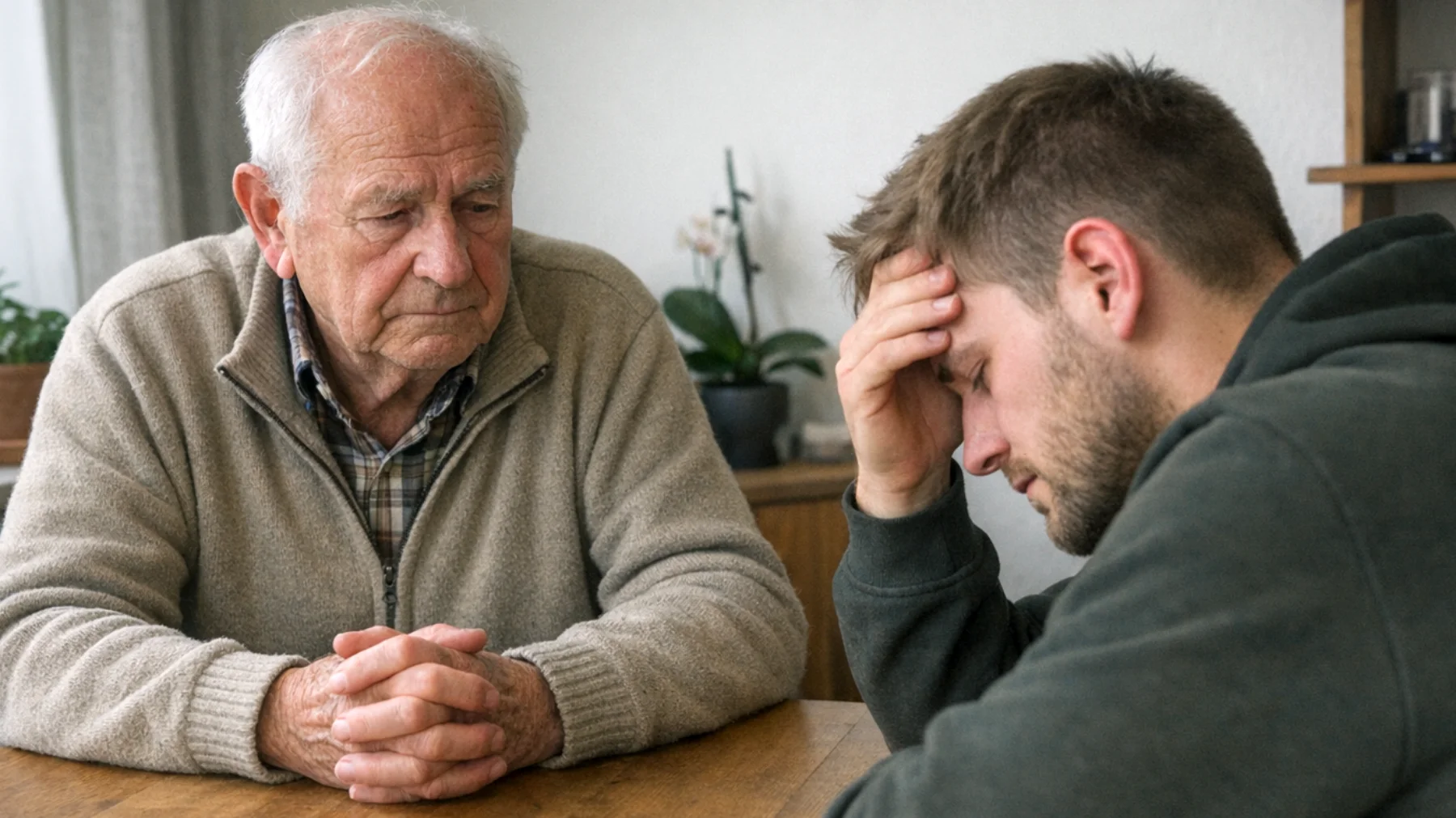 Der Opa fühlt sich hilflos und überfordert, wenn sein erwachsener Enkel starke Emotionen wie Wut, Trauer oder Angst zeigt. Er weiß nicht, wie er reagieren soll, ohne zu bagatellisieren oder zu überreagieren, und fragt sich, ob seine Generation überhaupt in der Lage ist, emotional präsent zu sein."