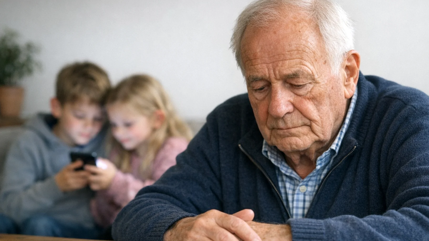 Der Opa fühlt sich von seinen Enkelkindern nicht verstanden und respektiert. Seine Werte, Traditionen und Lebensweise werden von den Kindern oft belächelt oder ignoriert. Er versucht, seine Erfahrungen und Weisheiten weiterzugeben, stößt aber auf Desinteresse und Gleichgültigkeit. Der Opa leidet unter dem Gefühl, irrelevant und veraltet zu sein, während die Kinder seine Ratschläge als altmodisch und unnötig empfinden."