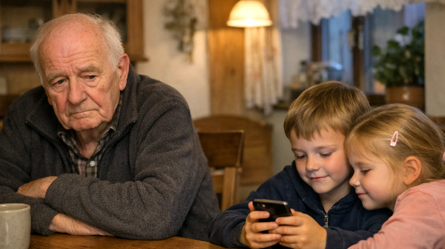 Der Opa fühlt sich von seinen Enkelkindern nicht verstanden und respektiert. Seine Werte, Traditionen und Lebensweisheiten werden von den Kindern oft belächelt oder ignoriert. Er versucht, seine Erfahrungen weiterzugeben, stößt aber auf Desinteresse und manchmal sogar auf offene Ablehnung. Der Opa leidet darunter, dass die Kinder seine Geschichten aus der Vergangenheit als langweilig empfinden und seine Ratschläge als veraltet abtun."