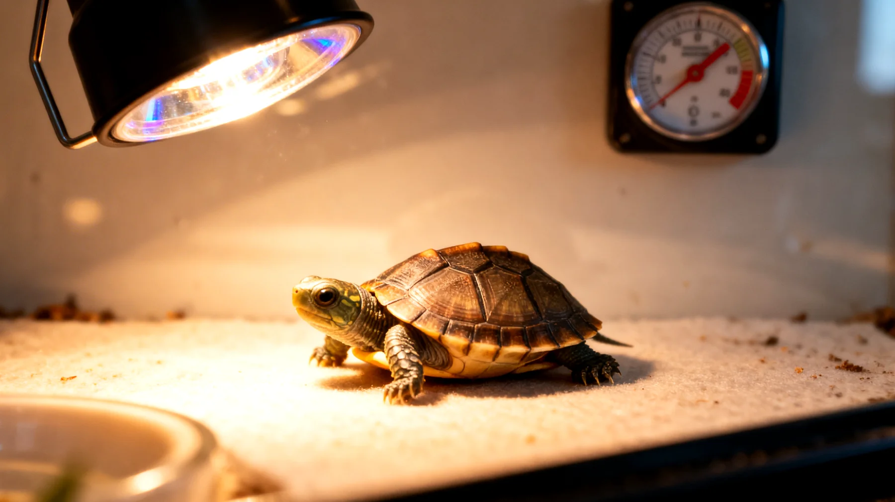 Jungtiere von Schildkröten benötigen spezielle Haltungsbedingungen im Haus, die von erwachsenen Tieren abweichen - insbesondere bei Temperatur, Luftfeuchtigkeit und UV-Beleuchtung, um gesundes Wachstum und Panzentwicklung zu gewährleisten"